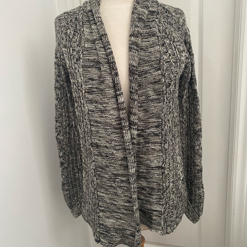 Women's Black and White Knit Cardigan